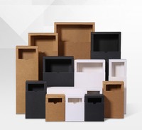 Caja de cartón negra con cajón y bandeja, embalaje de regalo deslizable personalizado con muesca para el pulgar para venta al por mayor