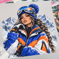 Autocollants personnalisés en vinyle thermocollant imperméable pour filles, motifs hiver et neige, techniques de sérigraphie, vente en gros
