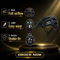 Casque de vélo avec feu arrière LED et visière, en PC et EPS moulé en interne, 18 ouvertures d'aération, réglable, CE EN1078, pour VTT et utilisation nocturne