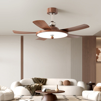 Ventilador de Techo LED de 52 Pulgadas con Iluminación Regulable, Control Remoto, 5 Aspas, Motor de Bajo Perfil, WiFi, Hierro y Acrílico, Moderno, Decorativo, con Brillo Ajustable