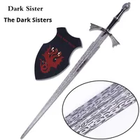 Dark Sisters Daemon Dragon Family Sword pour Game of Thrones Arme en métal non aiguisée avec Ice Fire Cross Theme Engraved Prop