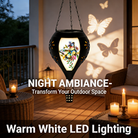 Lampe solaire LED suspendue en forme de montgolfière pour jardin extérieur avec effet flamme
