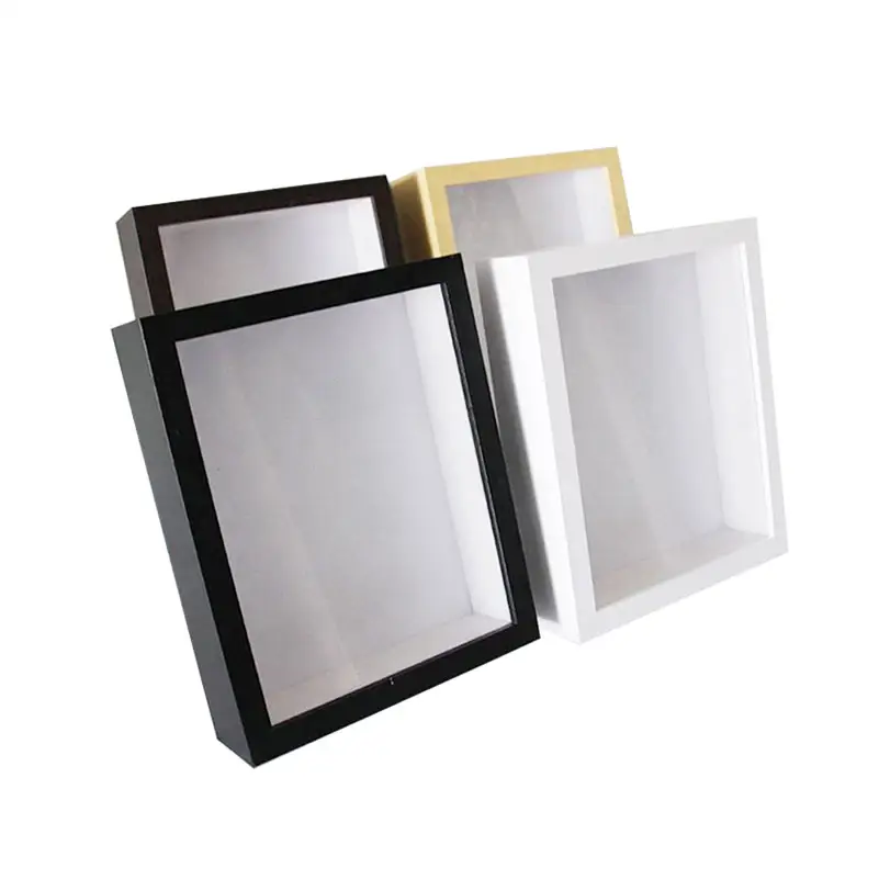Cadres de boîte à ombres personnalisés de haute qualité Cadre photo carré classique noir blanc Boîte à ombres