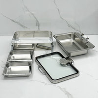 Équipement de restauration Chauffage électrique rectangulaire en acier inoxydable 304 Chauffe-aliments Buffet Set Restaurant Chaffers Chafing Hotels