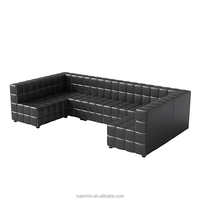 Ensemble de canapé de salon moderne avec revêtement en cuir et table centrale pour karaoké Bar Clubhouse Salle de réception