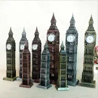 30 Cm Perunggu Antik Big Ben Patung London Landmark Model Gaya Eropa Logam Patung Arsitektur dengan Clock Dekorasi Rumah