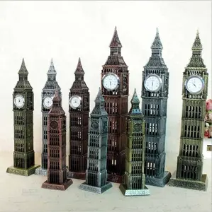 30cm 골동품 청동 빅 벤 동상 런던 랜드 마크 모델 유럽 스타일 금속 입상 건축 시계 홈 장식