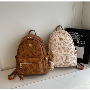 Nueva moda para mujer, mochila escolar con estampado Simple, textura de tendencia, oso, salida ligera, mochilas de hombros para mujeres y niñas - Product Image 2