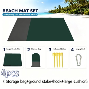 Tapis pliable portable pour 7 adultes, en polyester, pour la famille, les voyages en plein air, la plage, imperméable - Product Image 1