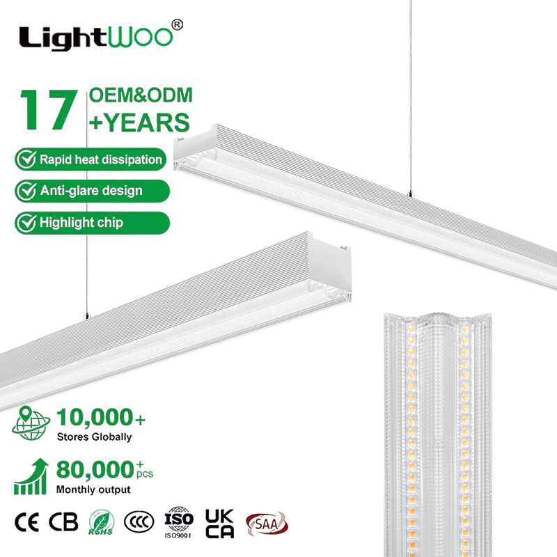 LED Linear Light Surface Mounted Hanging Fixture Linkable 3CCT Ceiling Lamp Black Linear Led Light Suspended Ceiling Oem Odm