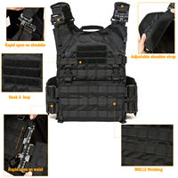 Gilet tactique à dégagement rapide unisexe léger porte-plaques Molle avec dos ergonomique en polyester noir