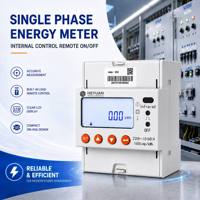 Compteur monophasé à commande interne avec relais intégré, commutation à distance, RS485 Modbus RTU, rail DIN, 220V
