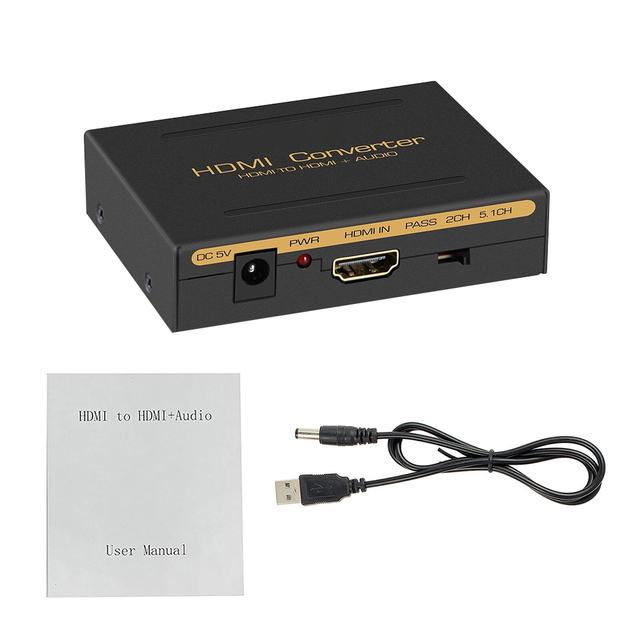 4K HDMI Audio Extractor Converter HDMI to Optical Toslink SPDIF and RCA L / R Stereo for TV Monitor Projector Xbox PS5