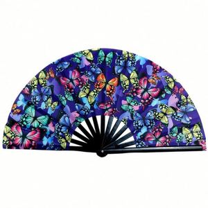 Éventail pliant personnalisé en bois et bambou, idéal pour les festivals et événements spéciaux, parfait pour les soirées EDM - Product Image 3