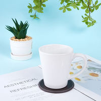 Lot de sous-verres ronds en cuir PU personnalisables avec support, vierges pour sublimation, fournisseur chinois, vente en gros OEM