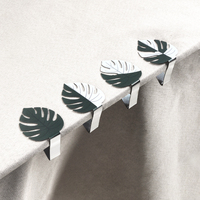 Nouveaux produits : Lot de 4 pinces de décoration pour nappe en acier inoxydable, design Monstera, pour pique-nique en extérieur