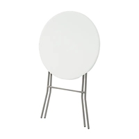 Table de bar extérieure portable moderne personnalisée, design rond compact avec tube métallique et plateau en plastique, table basse pliante