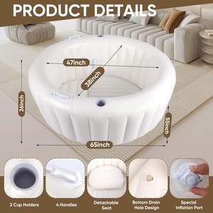 <span class=keywords><strong>Piscina</strong></span> DE NACIMIENTO inflable de PVC de 65x55x26 pulgadas con cuatro asas y ASIENTO desmontable para nacimiento en casa, <span class=keywords><strong>piscina</strong></span> multifuncional para relajarse - Product Image 2