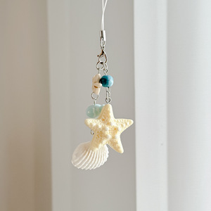 Llavero Decorativo de Resina Estilo Océano Z con Concha Natural y Estrella de Mar, Colgante para Teléfono Móvil - Product Image 2