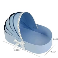 Panier de rangement alimentaire en carton rigide Wenpack, écologique, motif floral, pour baby shower, en forme de berceau, fait main, finition mate