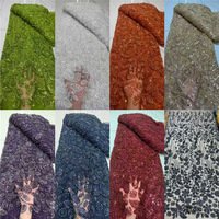 Tissus en dentelle perlée à sequins 100 % coton écologiques du Nigéria en gros – Matériel de dentelle douce pour robes de mariée et sacs de fête