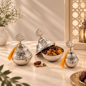 Eid Crescent Star Metal Container Tassel Islamic Party Table Decor Date Snack Storage Gift Ramadan Candy <b>Box</b> - Product Image 2