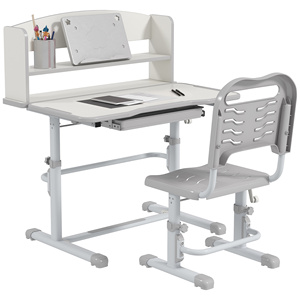 ZONEKIZ Ensemble de bureau pour enfants avec chaise réglable en hauteur et plateau inclinable, 6-12 ans, gris - Product Image 1