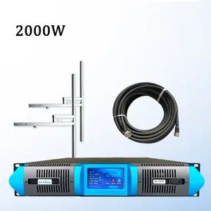 2000W Touch Screen FM transmitter + 2 bay antenna + 30m 1/2" cable kit for radio station