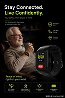 Montre connectée pour personnes âgées VA36 SOS avec appel d'urgence, GPS, géolocalisation, moniteur de santé intelligent HD, fréquence cardiaque, tension artérielle, suivi de la santé