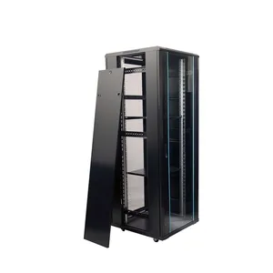 廉价机架服务器机架网络机柜机架服务器中国制造600*2000尺寸19英寸钢化玻璃门ISO9001: OEM