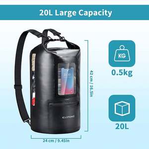 Sac étanche multifonctionnel en PVC 20L pour sports et loisirs, avec compartiment zippé pour téléphone, idéal pour la plongée, la randonnée et l'escalade (vente en gros) - Product Image 2