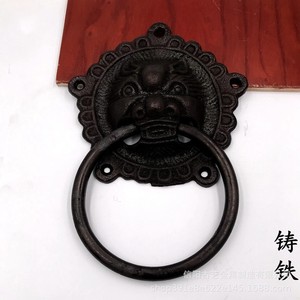 Battant de porte en fonte antique, tête de lion, style chinois moderne, quincaillerie de porte - Product Image 2