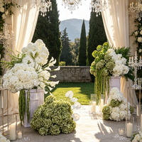 Tren Baru Bunga Gantung Hydrangea Calla Lily Putih Hijau Buatan, Dekorasi Altar Pernikahan