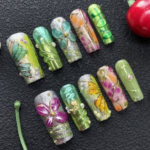 <span class=keywords><strong>Faux</strong></span> <span class=keywords><strong>Ongles</strong></span> Luxueux Y2K en <span class=keywords><strong>Gel</strong></span> UV Sculpté, Peint à la Main, 10 Pièces, en Acrylique Durable, Design Exquis, Manucure Artificielle à Presser - Product Image 1
