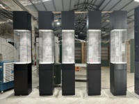 Vitrine à lunettes noire en verre, présentoir lumineux en acrylique, base verrouillable, autoportante, CE ETL pour magasin d'optique