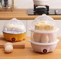 OWNSWING mesin kukus telur Mini, kapasitas 7 Telur Mini kompor otomatis cepat ketel telur listrik penggunaan rumah luar ruangan