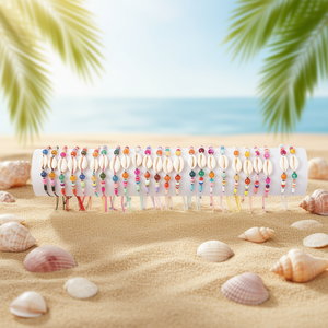 Bracciale accessorio Shell, 24 pezzi, gioielli alla moda regolabili con perline colorate per donne e ragazze, stile estivo da spiaggia - Product Image 3