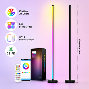 Lampadaire d'angle moderne intelligent RGBIC, synchronisation musicale Alexa, IP65, décorations <span class=keywords><strong>de</strong></span> Noël - Product Image 1
