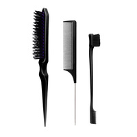 Salon professionnel coiffure peigne Kit bord brosse 3 rangées poils de sanglier cheveux cire peigne Rat queue peigne ensemble