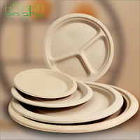 Bols en papier compostables, assiettes jetables pour Noël, écologiques, résistantes à la chaleur, en fibre de bambou