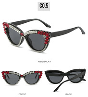 Lunettes de soleil de luxe tendance strass bling lunettes de soleil bon marché lunettes de soleil oeil de chat lunettes de soleil femmes