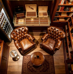 Muebles de Lujo para <span class=keywords><strong>Bar</strong></span> de Cigarros, Sillón de Cuero con Tapicería de Diamantes, Vitrina de Cigarros de Vidrio para <span class=keywords><strong>Bar</strong></span> de Whisky, Club de Caballeros - Product Image 3