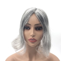 Topper pour femme en cheveux humains vierges gris argentés, facile à porter, taille 3x5 pouces, gris, 10, 12, 14 pouces