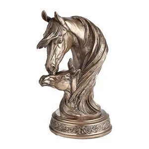 Jument antique et chevaux de pouliche en bronze doré haute statue sculptures en résine pour la décoration intérieure