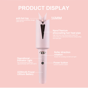 Ferro Arricciacapelli Portatile Ricaricabile 16mm/25mm, Batteria 4200mAh, 2 Impostazioni di Temperatura, Senza Fili con Ricarica Type-C - Product Image 3