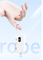 Mini batterie externe étanche 5000 mAh, chargeur de smartphone portable d'urgence avec câble intégré et écran LED DC