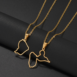 Collier avec pendentif carte de la Guyane française, de la Guyane et de la <span class=keywords><strong>Guadeloupe</strong></span> pour femmes et filles, base en acier inoxydable, bijoux # 593762 - Product Image 1