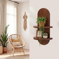 Décoration murale, étagère murale pour plantes brunes, décoration moderne du milieu du siècle, étagère suspendue pour plantes
