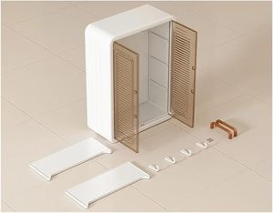 XJH Armoire murale de rangement pour cosmétiques et <span class=keywords><strong>cuisine</strong></span> en plastique non perforé avec portes magnétiques et crochets - Product Image 3