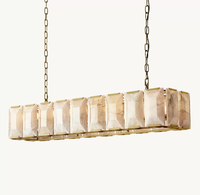 Luminaire américain personnalisé en calcite, lustre rectangulaire en calcite simple pour villa et maison